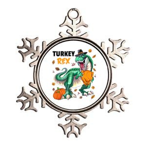 Turkey Rex Dinosaur T Rex Thanksgiving Pumpkin Gift Metallic Star Ornament