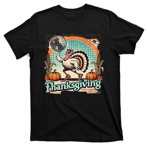 Thanksgiving Retro Disco Turkey Graphic Top Funky Turkey T-Shirt