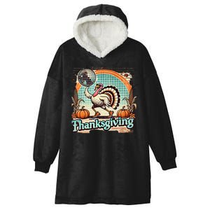 Thanksgiving Retro Disco Turkey Graphic Top Funky Turkey Hooded Wearable Blanket