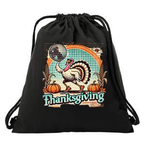 Thanksgiving Retro Disco Turkey Graphic Top Funky Turkey Drawstring Bag