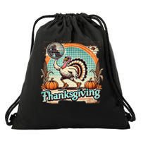 Thanksgiving Retro Disco Turkey Graphic Top Funky Turkey Drawstring Bag