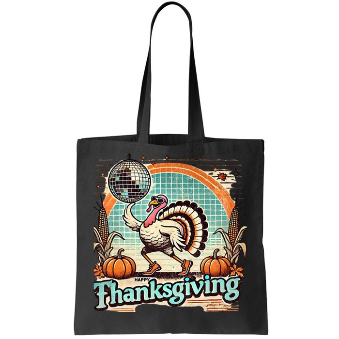 Thanksgiving Retro Disco Turkey Graphic Top Funky Turkey Tote Bag