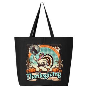 Thanksgiving Retro Disco Turkey Graphic Top Funky Turkey 25L Jumbo Tote