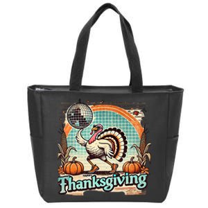 Thanksgiving Retro Disco Turkey Graphic Top Funky Turkey Zip Tote Bag