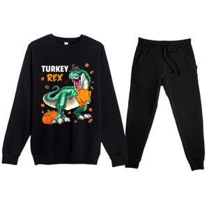 Turkey Rex Dinosaur T Rex Thanksgiving Pumpkin Meaningful Gift Premium Crewneck Sweatsuit Set