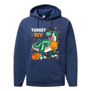 Turkey Rex Dinosaur T Rex Thanksgiving Pumpkin Meaningful Gift Performance Fleece Hoodie