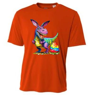 T Rex Dino Bunny Dinosaurs Hunt Eggs Happy Easter Cooling Performance Crew T-Shirt