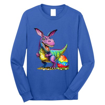 T Rex Dino Bunny Dinosaurs Hunt Eggs Happy Easter Long Sleeve Shirt