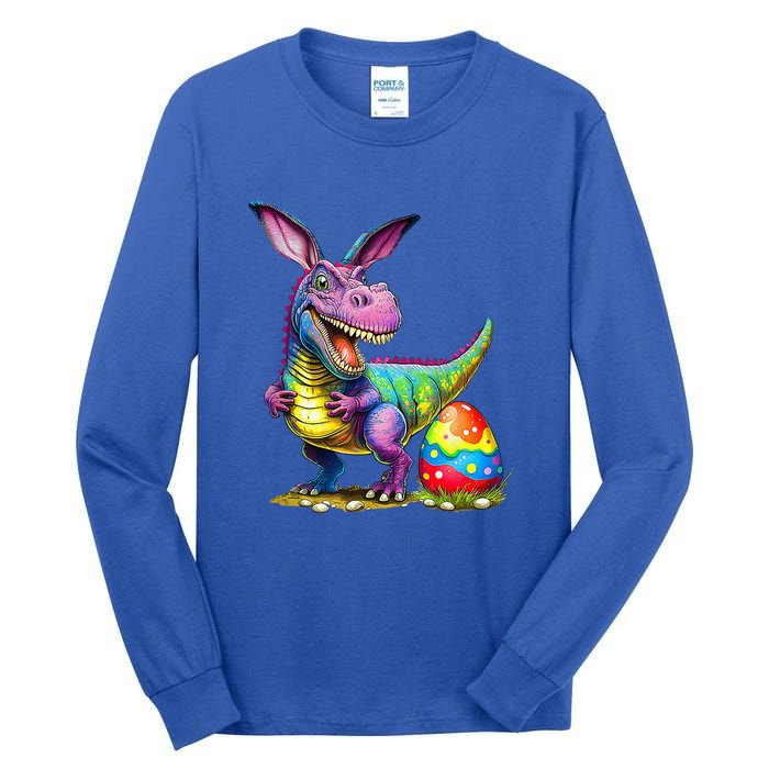 T Rex Dino Bunny Dinosaurs Hunt Eggs Happy Easter Tall Long Sleeve T-Shirt