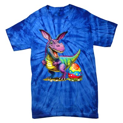 T Rex Dino Bunny Dinosaurs Hunt Eggs Happy Easter Tie-Dye T-Shirt