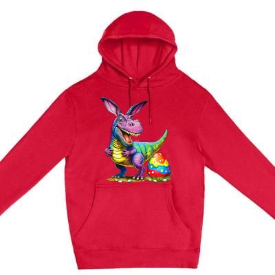 T Rex Dino Bunny Dinosaurs Hunt Eggs Happy Easter Premium Pullover Hoodie