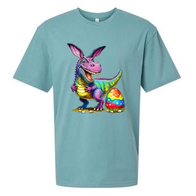 T Rex Dino Bunny Dinosaurs Hunt Eggs Happy Easter Sueded Cloud Jersey T-Shirt