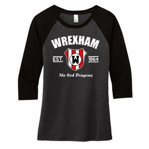 The Red Dragons Wrexham FC Football Club Wrexham Women's Tri-Blend 3/4-Sleeve Raglan Shirt