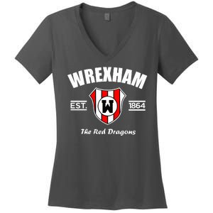 The Red Dragons Wrexham FC Football Club Wrexham Women's V-Neck T-Shirt