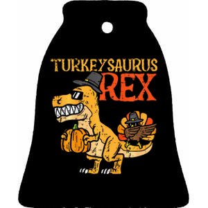 Turkeysaurus Rex Dab Turkey Dino Thanksgiving Ceramic Bell Ornament