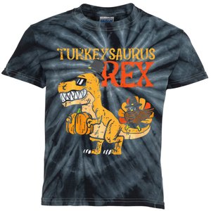 Turkeysaurus Rex Dab Turkey Dino Thanksgiving Kids Tie-Dye T-Shirt