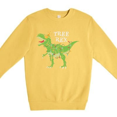 Tree Rex Dinosaur Funny Cute Christmas Pajama Xmas Vintage Gift Premium Crewneck Sweatshirt