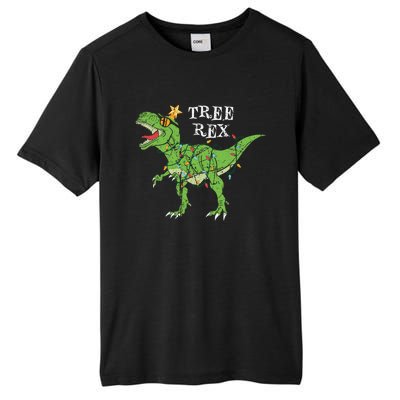 Tree Rex Dinosaur Funny Cute Christmas Pajama Xmas Vintage Gift Tall Fusion ChromaSoft Performance T-Shirt