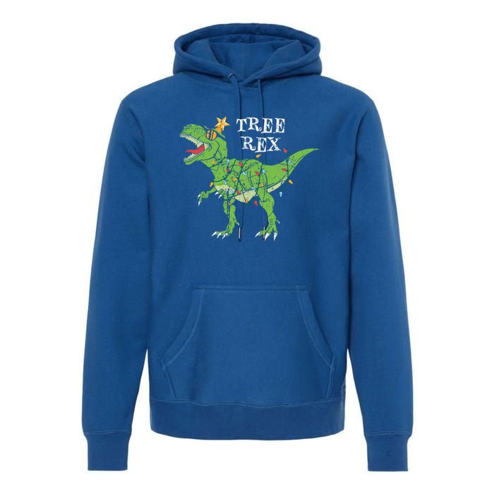 Tree Rex Dinosaur Funny Cute Christmas Pajama Xmas Vintage Gift Premium Hoodie