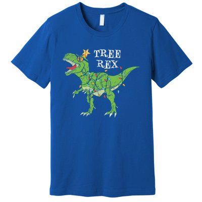 Tree Rex Dinosaur Funny Cute Christmas Pajama Xmas Vintage Gift Premium T-Shirt