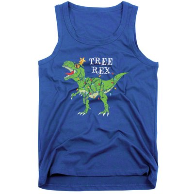 Tree Rex Dinosaur Funny Cute Christmas Pajama Xmas Vintage Gift Tank Top