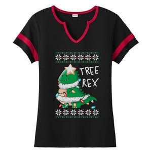 Tree Rex Dinosaur Merry Christmas Ugly Christmas Sweater Gift Ladies Halftime Notch Neck Tee