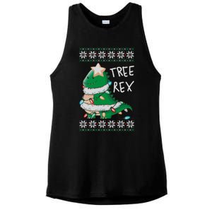 Tree Rex Dinosaur Merry Christmas Ugly Christmas Sweater Gift Ladies PosiCharge Tri-Blend Wicking Tank