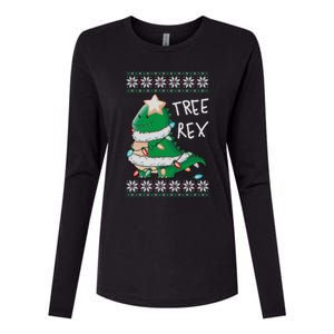 Tree Rex Dinosaur Merry Christmas Ugly Christmas Sweater Gift Womens Cotton Relaxed Long Sleeve T-Shirt