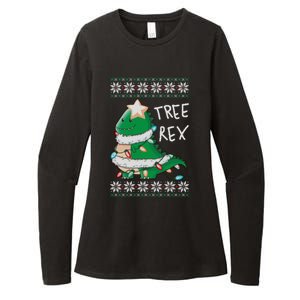 Tree Rex Dinosaur Merry Christmas Ugly Christmas Sweater Gift Womens CVC Long Sleeve Shirt