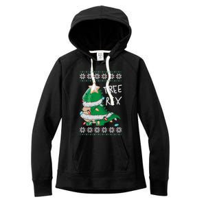 Tree Rex Dinosaur Merry Christmas Ugly Christmas Sweater Gift Women's Fleece Hoodie