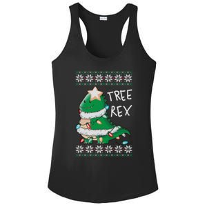 Tree Rex Dinosaur Merry Christmas Ugly Christmas Sweater Gift Ladies PosiCharge Competitor Racerback Tank