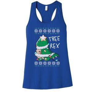 Tree Rex Dinosaur Merry Christmas Ugly Christmas Sweater Gift Women's Racerback Tank