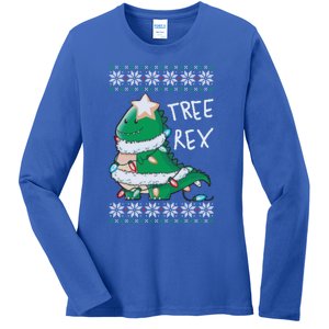 Tree Rex Dinosaur Merry Christmas Ugly Christmas Sweater Gift Ladies Long Sleeve Shirt