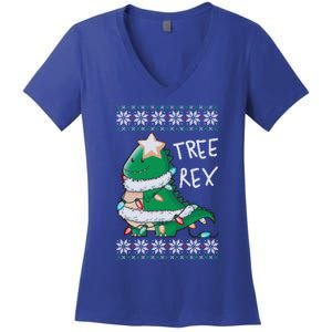 Tree Rex Dinosaur Merry Christmas Ugly Christmas Sweater Gift Women's V-Neck T-Shirt