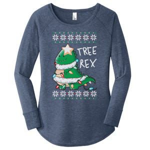 Tree Rex Dinosaur Merry Christmas Ugly Christmas Sweater Gift Women's Perfect Tri Tunic Long Sleeve Shirt