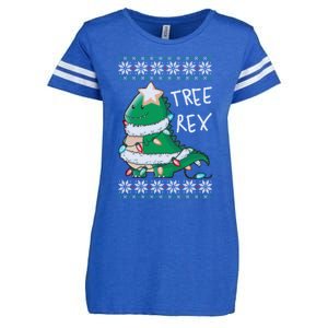 Tree Rex Dinosaur Merry Christmas Ugly Christmas Sweater Gift Enza Ladies Jersey Football T-Shirt