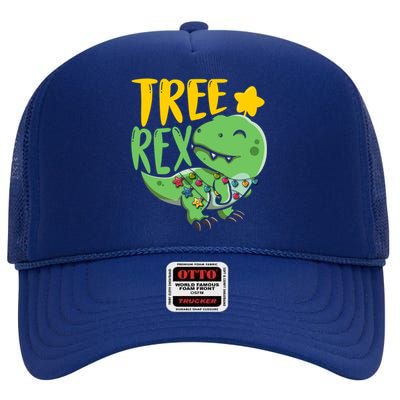 Tree Rex Dinosaur Christmas Tree Trex Christmas Great Gift High Crown Mesh Back Trucker Hat