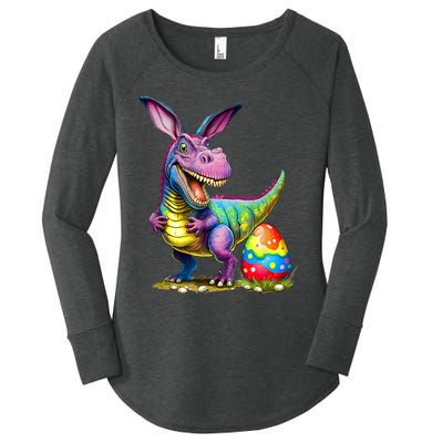 T Rex Dino Bunny Dinosaurs Hunt Eggs Happy Easter Women's Perfect Tri Tunic Long Sleeve Shirt