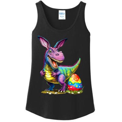 T Rex Dino Bunny Dinosaurs Hunt Eggs Happy Easter Ladies Essential Tank