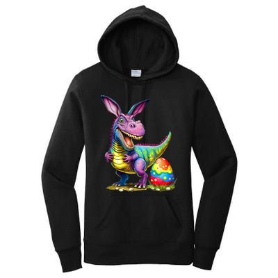 T Rex Dino Bunny Dinosaurs Hunt Eggs Happy Easter Women's Pullover Hoodie