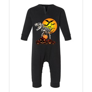 T Rex Dinosaur Skeleton Scary Halloween Pumpkin Gift Infant Fleece One Piece