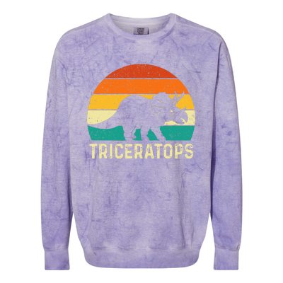 Triceratops Retro Dinosaur Lover Paleontologist Colorblast Crewneck Sweatshirt