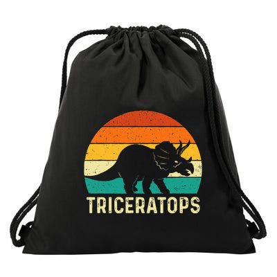 Triceratops Retro Dinosaur Lover Paleontologist Drawstring Bag