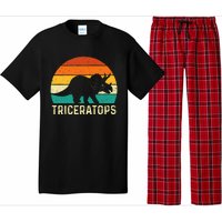 Triceratops Retro Dinosaur Lover Paleontologist Pajama Set