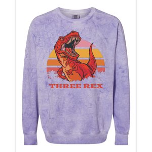 Three Rex Dinosaur Birthday Colorblast Crewneck Sweatshirt