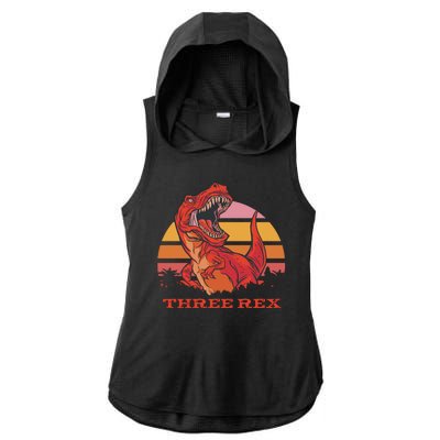 Three Rex Dinosaur Birthday Ladies PosiCharge Tri-Blend Wicking Draft Hoodie Tank