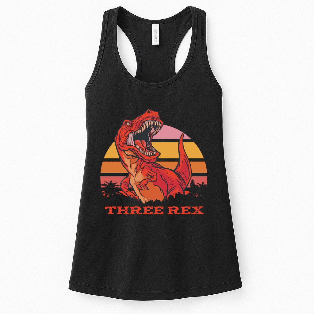 Three Rex Dinosaur Birthday Womens Tank Top