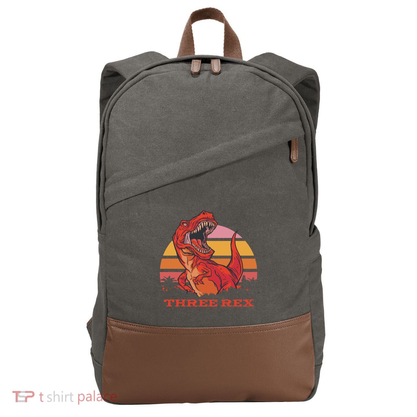 Three Rex Dinosaur Birthday Cotton Canvas Backpack