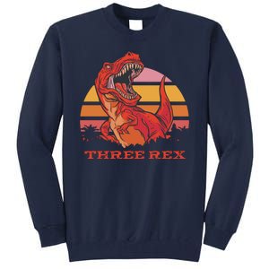 Three Rex Dinosaur Birthday Tall Sweatshirt