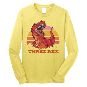 Three Rex Dinosaur Birthday Long Sleeve Shirt